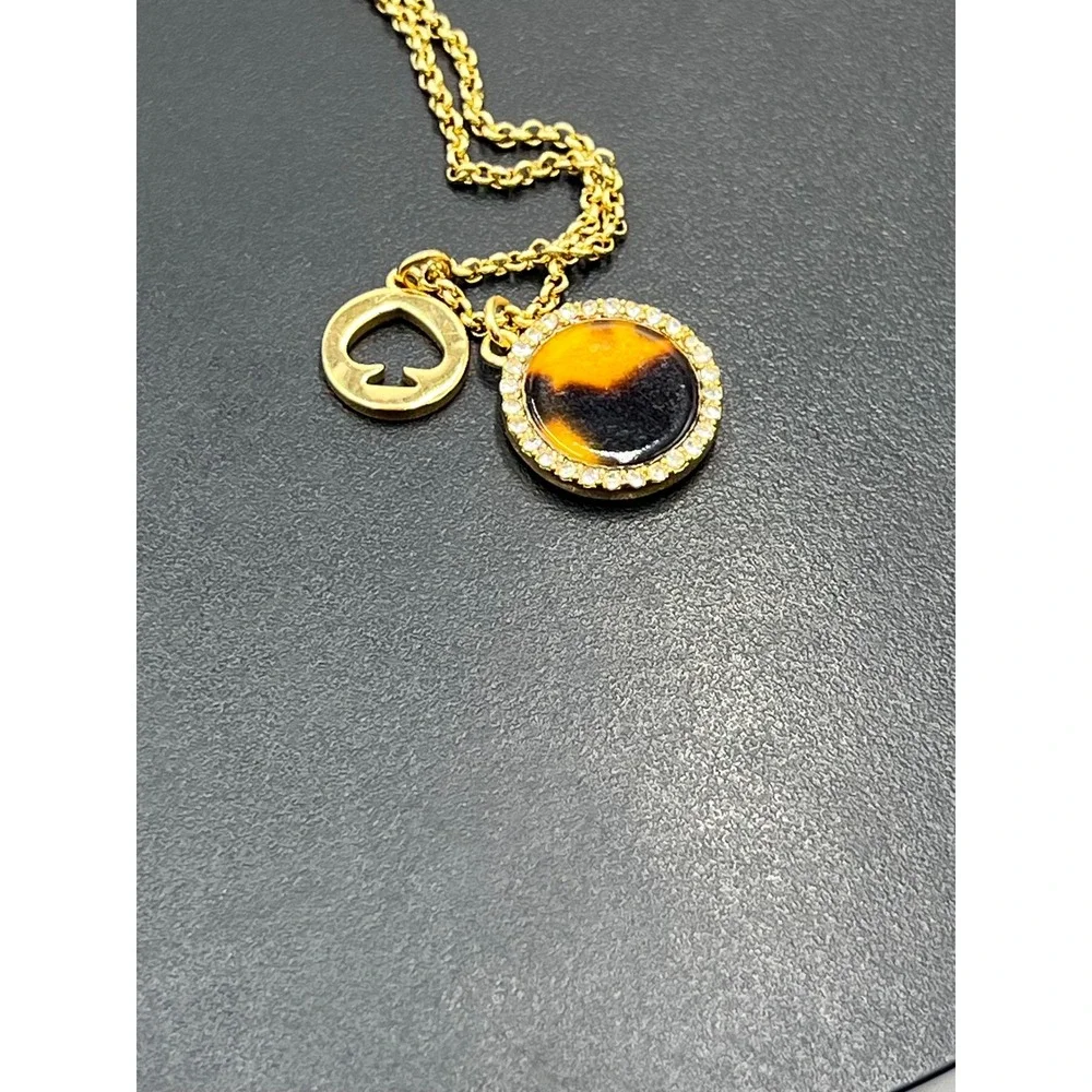 Kate Spade NY Spot The Spade‎ Brown Gold Plated Pave Charm necklace